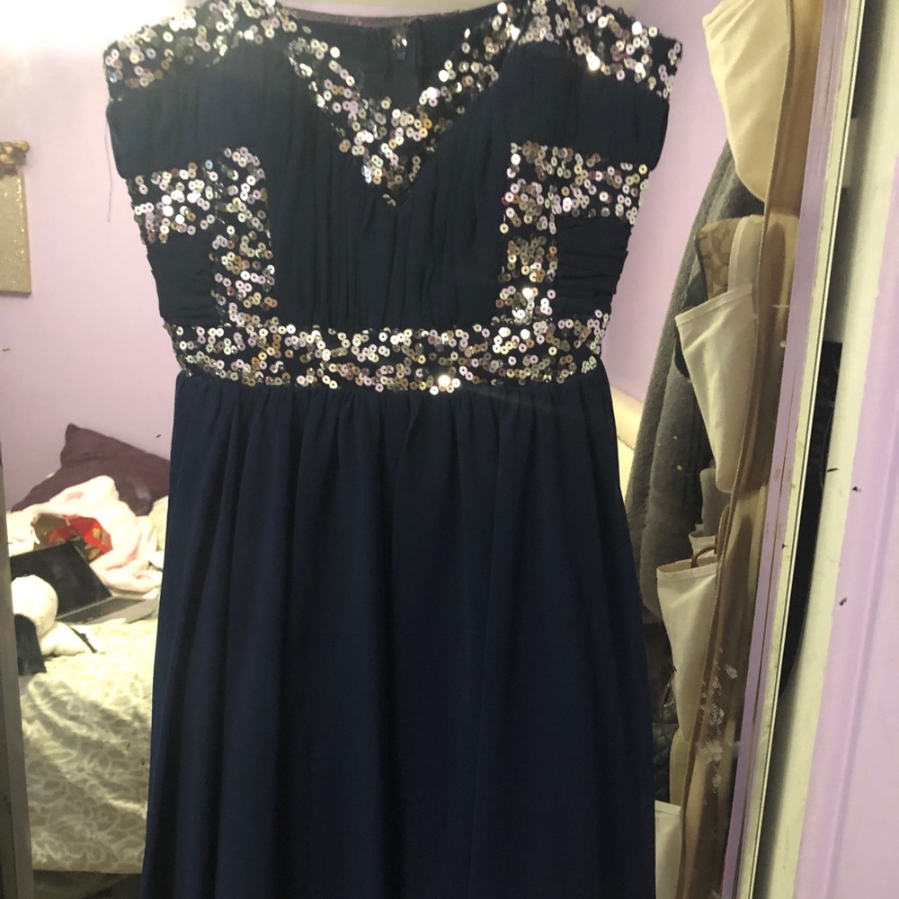 Strapless sequin cocktail dress